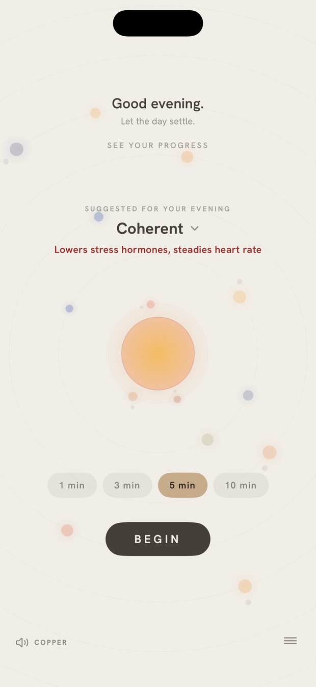 Neshi home screen with a time-aware greeting and a suggested practice