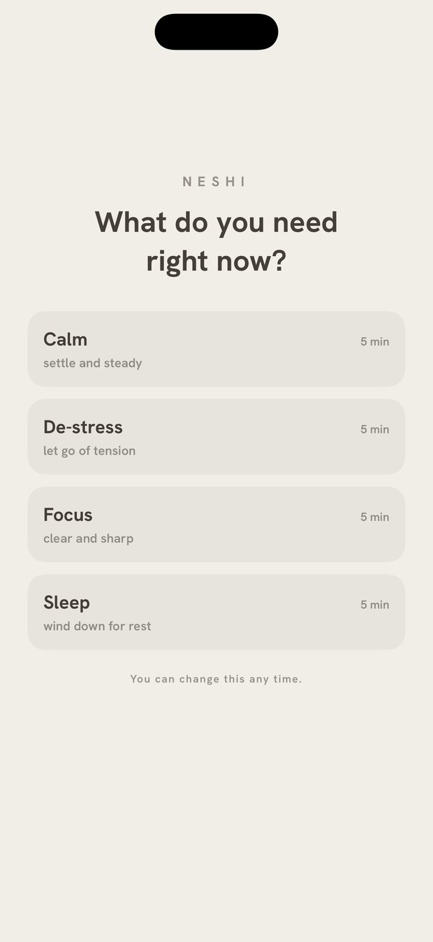 Choosing what you need right now: calm, de-stress, focus or sleep